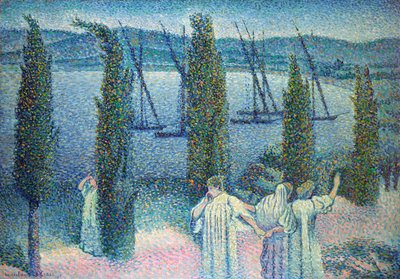 Küstenansicht mit Zypressen, 1896 von Henri Edmond Cross